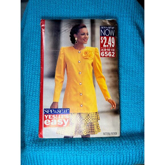 Butterick Sewing pattern 6562 suit blazer tiered drop waist skirt size 8 10 12 - Picture 1 of 5